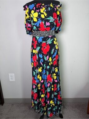 RIXO for Target Floral Puff Sleeve Maxi Dress Multicolor Sz 10